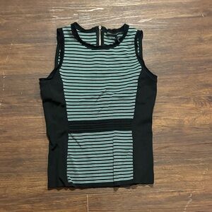 White House Black Market Striped Sleeveless Top - Black and Green